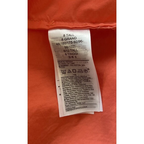 Gap Dress Women Coral Tiered Tie Back Maxi Cotton Pockets Classic Sz 8 T NWT - Picture 8 of 11